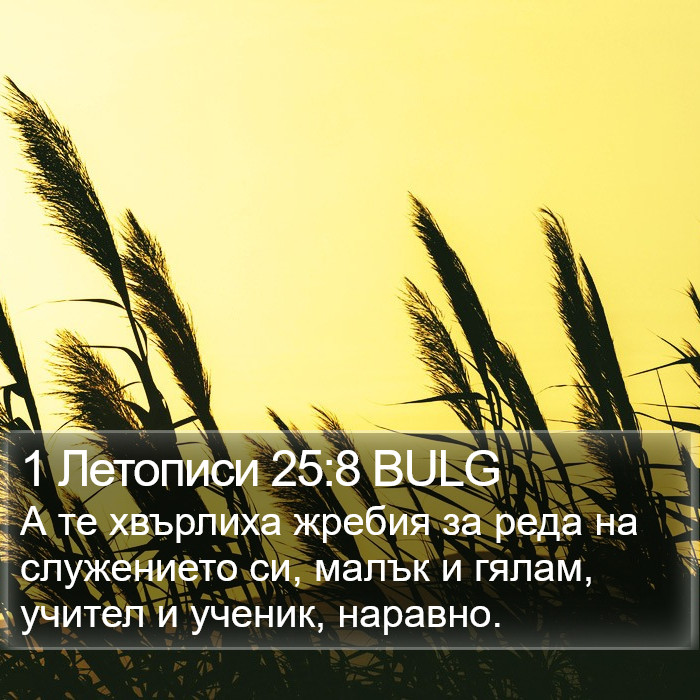 1 Летописи 25:8 BULG Bible Study