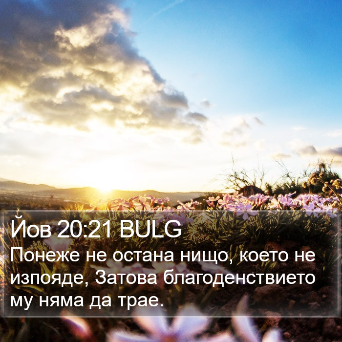 Йов 20:21 BULG Bible Study