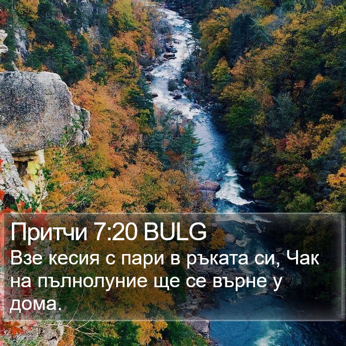 Притчи 7:20 BULG Bible Study