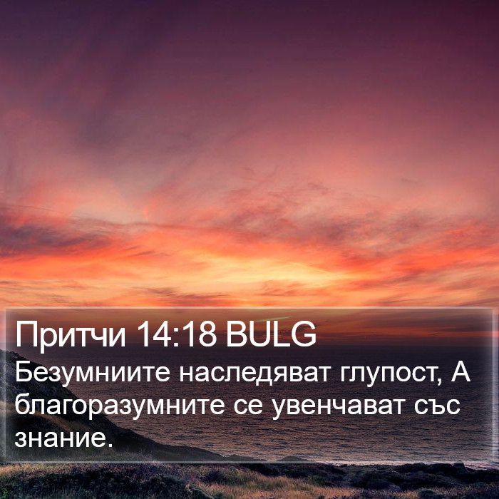 Притчи 14:18 BULG Bible Study