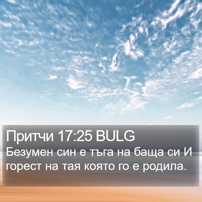 Притчи 17:25 BULG Bible Study