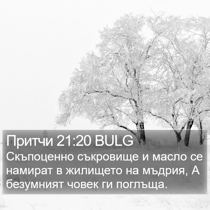 Притчи 21:20 BULG Bible Study