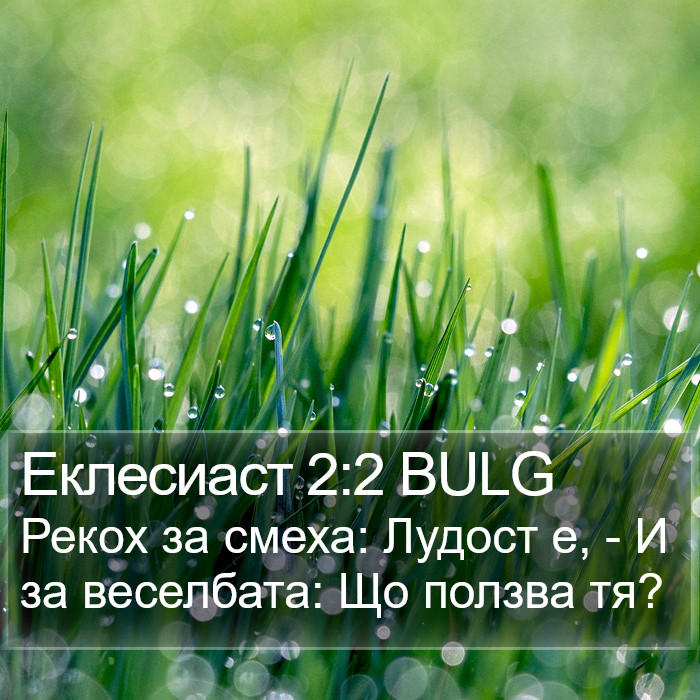 Еклесиаст 2:2 BULG Bible Study