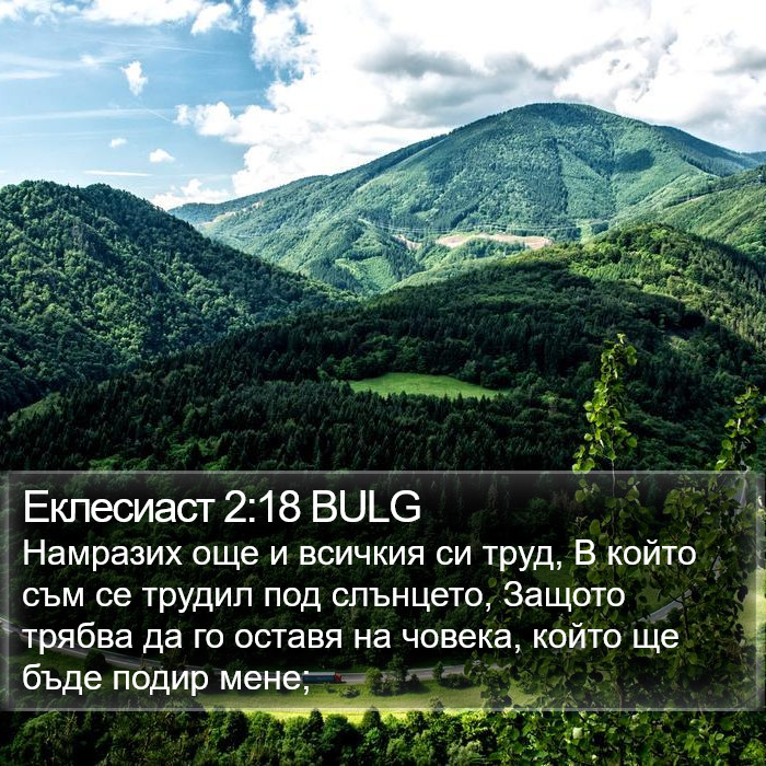 Еклесиаст 2:18 BULG Bible Study