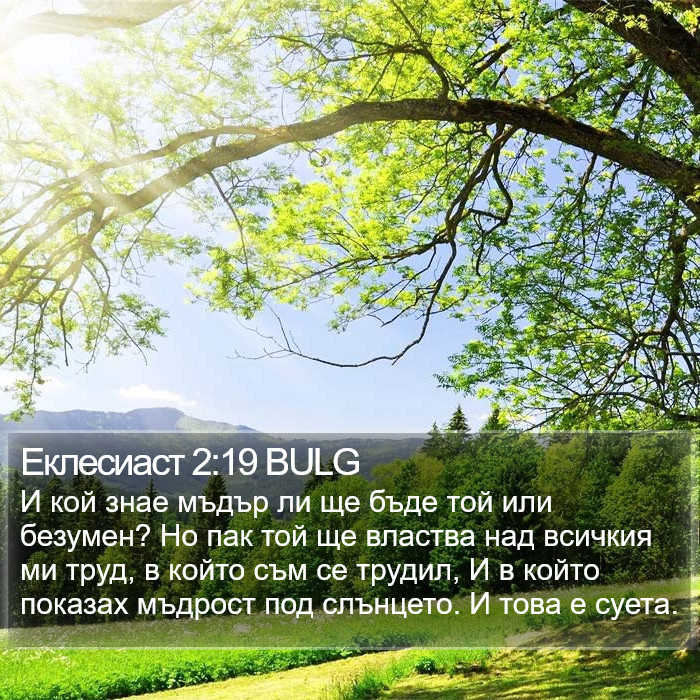 Еклесиаст 2:19 BULG Bible Study