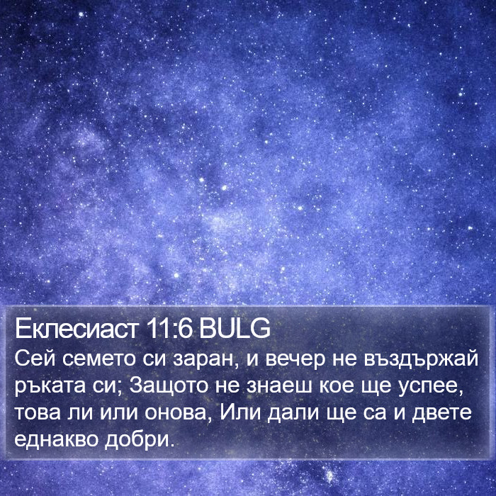 Еклесиаст 11:6 BULG Bible Study