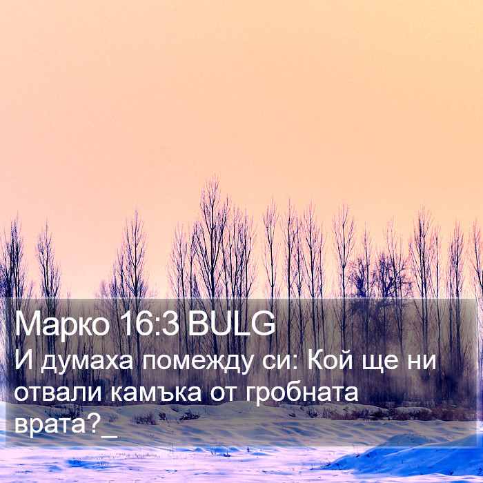 Марко 16:3 BULG Bible Study